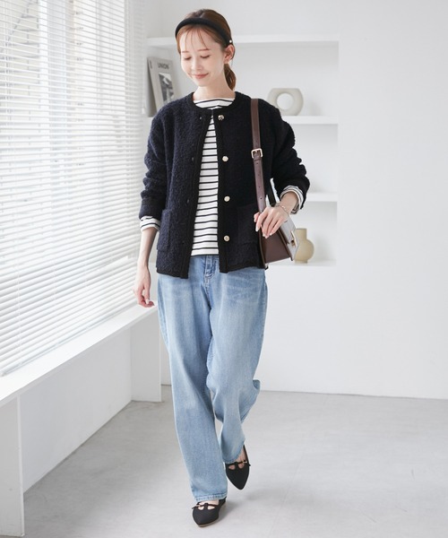 ROPE' PICNIC（ロペピクニック）の「ループ編みニットカーディガン（カーディガン/ボレロ・レディース・チャコールグレー/キナリ/ネイビー・FREE）」の4枚目の写真