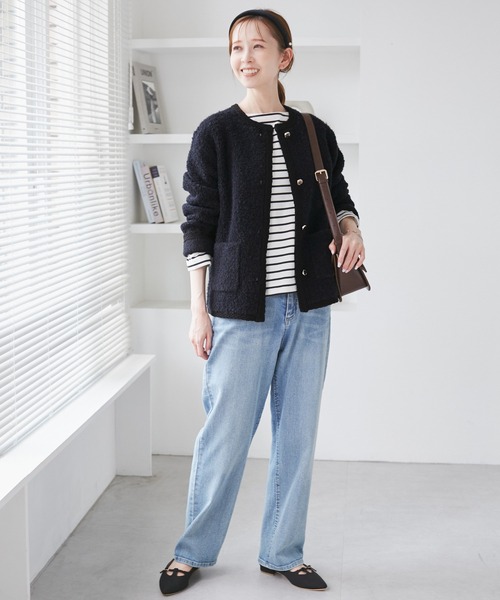 ROPE' PICNIC（ロペピクニック）の「ループ編みニットカーディガン（カーディガン/ボレロ・レディース・チャコールグレー/キナリ/ネイビー・FREE）」の5枚目の写真