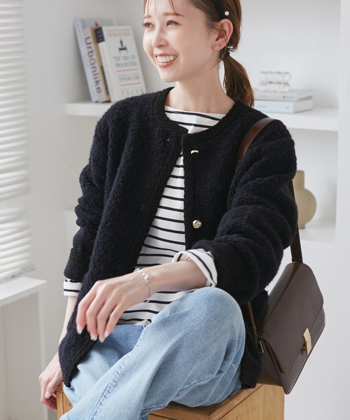 ROPE' PICNIC（ロペピクニック）の「ループ編みニットカーディガン（カーディガン/ボレロ・レディース・チャコールグレー/キナリ/ネイビー・FREE）」の7枚目の写真