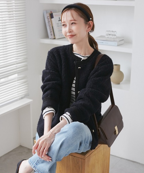 ROPE' PICNIC（ロペピクニック）の「ループ編みニットカーディガン（カーディガン/ボレロ・レディース・チャコールグレー/キナリ/ネイビー・FREE）」の8枚目の写真