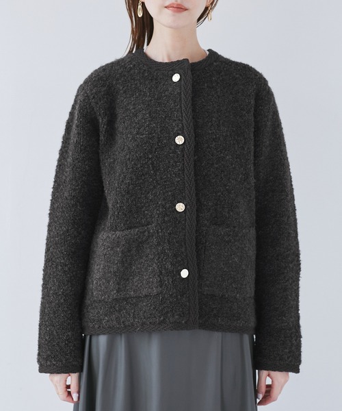 ROPE' PICNIC（ロペピクニック）の「ループ編みニットカーディガン（カーディガン/ボレロ・レディース・チャコールグレー/キナリ/ネイビー・FREE）」の9枚目の写真