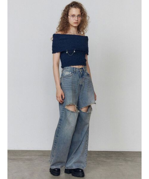 EMODA(エモダ)の「カールシャギーパールニットタンクトップ(ニット/セーター・レディース・ネイビー/レッド/ブラック・FREE)」の18枚目の写真