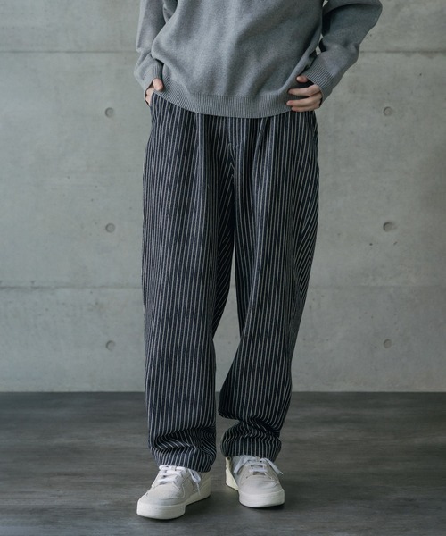 RATTLE TRAP(ラトルトラップ)の「ストレッチヒッコリーワンタックワイドテーパードパンツ(その他パンツ・メンズ・ブラック/ネイビー・M/L)」の6枚目の写真