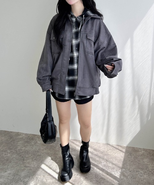 INGNI(イング)の「【WEB限定】フードビッグチェックシャツ(シャツ/ブラウス・レディース・ワイン系8/ホワイト系9/ブラック系・M)」の15枚目の写真