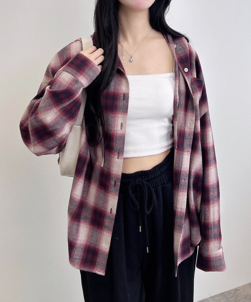 INGNI(イング)の「【WEB限定】フードビッグチェックシャツ(シャツ/ブラウス・レディース・ワイン系8/ホワイト系9/ブラック系・M)」の16枚目の写真
