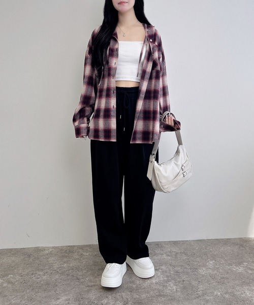 INGNI(イング)の「【WEB限定】フードビッグチェックシャツ(シャツ/ブラウス・レディース・ワイン系8/ホワイト系9/ブラック系・M)」の19枚目の写真