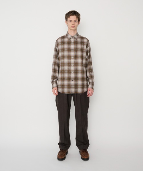 JOHN MASON SMITH（ジョンメイソンスミス）の「JOHN MASON SMITH COTTON RAYON SILK PRINT CHECK REGULAR SHIRT (25WSH-#914SC)（シャツ/ブラウス・メンズ・ブラウン・MEDIUM/LARGE）」の3枚目の写真