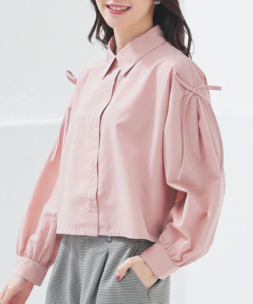 Honeys(ハニーズ)の「肩リボンシャツ(シャツ/ブラウス・レディース・ホワイト/ピンク/チャコール/ブラック・M/L/S)」の12枚目の写真