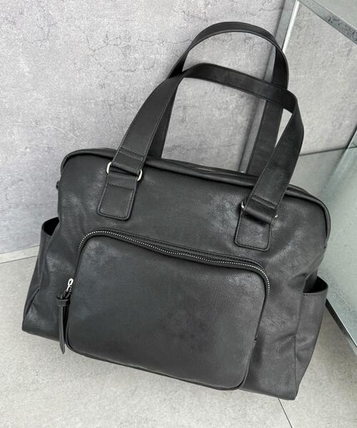 WEGO(ウィゴー)の「WEGO/立体ポケットBIGボストン(ボストンバッグ・レディース・ブラック/オフホワイト・FREE)」の6枚目の写真