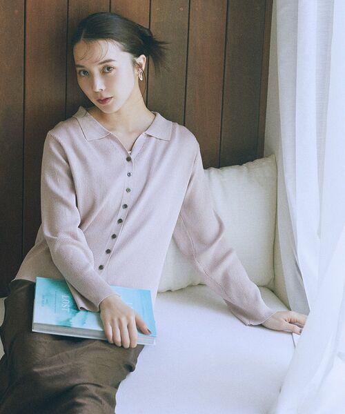 earth music&ecology（アースミュージックアンドエコロジー）の「襟付きニットカーディガン（カーディガン/ボレロ・レディース・ブラック/ピンク/ボルドー・FREE）」の11枚目の写真