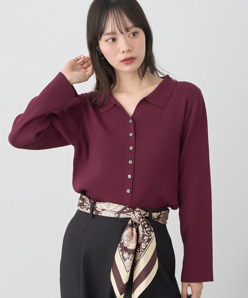 earth music&ecology（アースミュージックアンドエコロジー）の「襟付きニットカーディガン（カーディガン/ボレロ・レディース・ブラック/ピンク/ボルドー・FREE）」の21枚目の写真