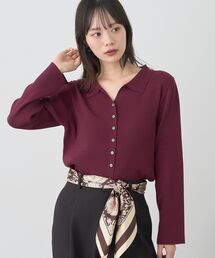 アースミュージック＆エコロジー　レースボレロMLカーディガン赤朱 earth music\u0026ecology（アースミュージックアンドエコロジー