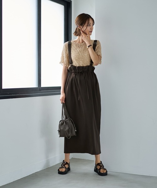 STYLE DELI（スタイルデリ）の「【LUXE】バブルカットソーの端っこメロウTシャツ（Tシャツ/カットソー・レディース・ブラック/アイボリー/ベージュ系・FREE）」の11枚目の写真