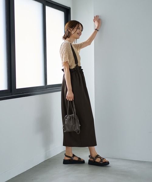 STYLE DELI（スタイルデリ）の「【LUXE】バブルカットソーの端っこメロウTシャツ（Tシャツ/カットソー・レディース・ブラック/アイボリー/ベージュ系・FREE）」の12枚目の写真