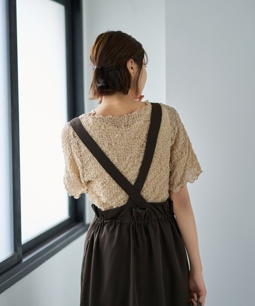 STYLE DELI（スタイルデリ）の「【LUXE】バブルカットソーの端っこメロウTシャツ（Tシャツ/カットソー・レディース・ブラック/アイボリー/ベージュ系・FREE）」の13枚目の写真