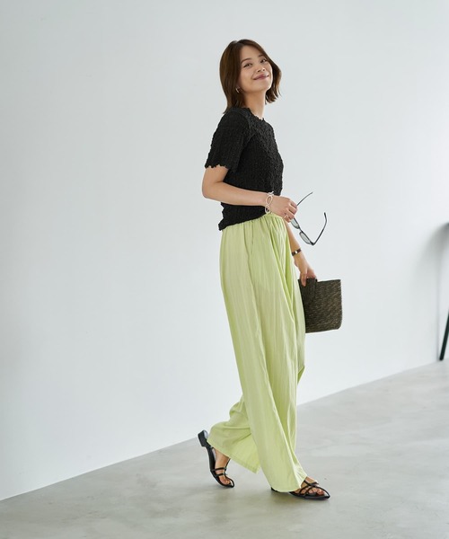STYLE DELI（スタイルデリ）の「【LUXE】バブルカットソーの端っこメロウTシャツ（Tシャツ/カットソー・レディース・ブラック/アイボリー/ベージュ系・FREE）」の15枚目の写真