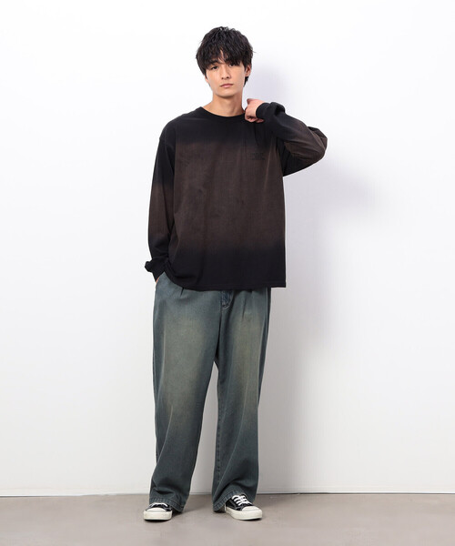 Purple&Yellow（パープルアンドイエロー）の「ライトオンスデニムタックワイドパンツ（デニムパンツ・メンズ・インディゴブルー・X-SMALL/SMALL/MEDIUM/LARGE）」の3枚目の写真