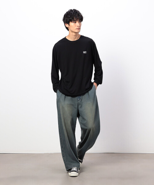 Purple&Yellow（パープルアンドイエロー）の「ライトオンスデニムタックワイドパンツ（デニムパンツ・メンズ・インディゴブルー・X-SMALL/SMALL/MEDIUM/LARGE）」の5枚目の写真