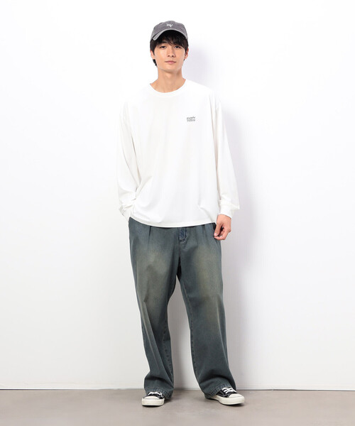 Purple&Yellow（パープルアンドイエロー）の「ライトオンスデニムタックワイドパンツ（デニムパンツ・メンズ・インディゴブルー・X-SMALL/SMALL/MEDIUM/LARGE）」の8枚目の写真