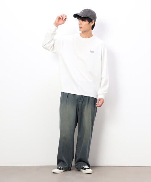 Purple&Yellow（パープルアンドイエロー）の「ライトオンスデニムタックワイドパンツ（デニムパンツ・メンズ・インディゴブルー・X-SMALL/SMALL/MEDIUM/LARGE）」の9枚目の写真