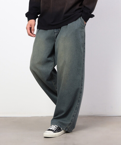 Purple&Yellow（パープルアンドイエロー）の「ライトオンスデニムタックワイドパンツ（デニムパンツ・メンズ・インディゴブルー・X-SMALL/SMALL/MEDIUM/LARGE）」の11枚目の写真