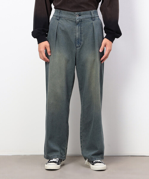 Purple&Yellow（パープルアンドイエロー）の「ライトオンスデニムタックワイドパンツ（デニムパンツ・メンズ・インディゴブルー・X-SMALL/SMALL/MEDIUM/LARGE）」の15枚目の写真