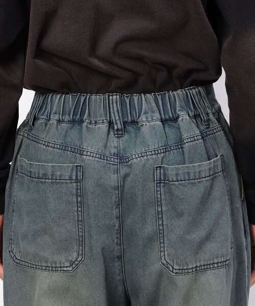 Purple&Yellow（パープルアンドイエロー）の「ライトオンスデニムタックワイドパンツ（デニムパンツ・メンズ・インディゴブルー・X-SMALL/SMALL/MEDIUM/LARGE）」の19枚目の写真