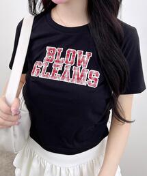 サイドギャザー貼付ロゴTシャツ
