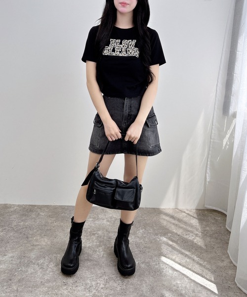 INGNI(イング)の「サイドギャザー貼付ロゴTシャツ(Tシャツ/カットソー・レディース・ホワイト系その他7/ブラック系その他3/ホワイト系1/ブラック系・M)」の20枚目の写真