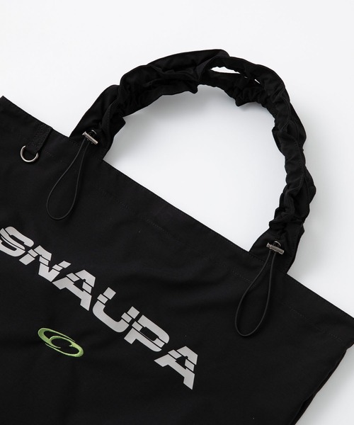 Snap club】ドローコードギャザーハンドルロゴプリントトートバッグ