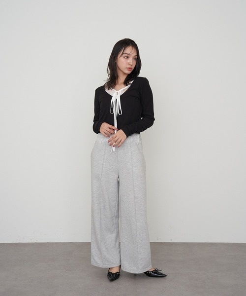 RAY CASSIN（レイカズン）の「レイヤードレースカーディガン（カーディガン/ボレロ・レディース・ベージュ/レッド/ブラック/グレー・FREE）」の9枚目の写真