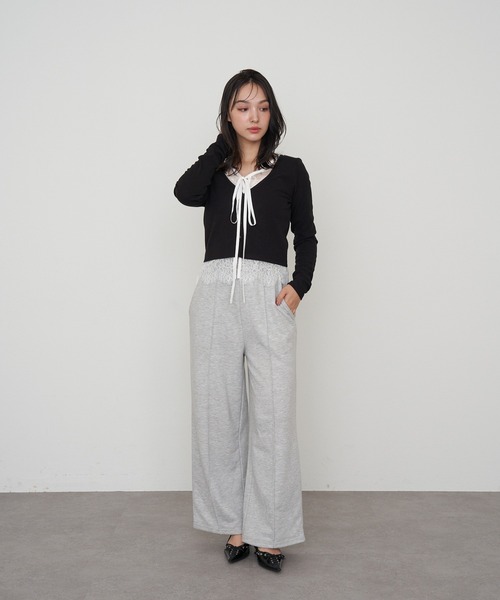 RAY CASSIN（レイカズン）の「レイヤードレースカーディガン（カーディガン/ボレロ・レディース・ベージュ/レッド/ブラック/グレー・FREE）」の11枚目の写真