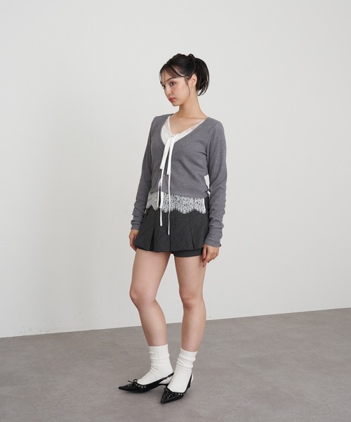 RAY CASSIN（レイカズン）の「レイヤードレースカーディガン（カーディガン/ボレロ・レディース・ベージュ/レッド/ブラック/グレー・FREE）」の14枚目の写真