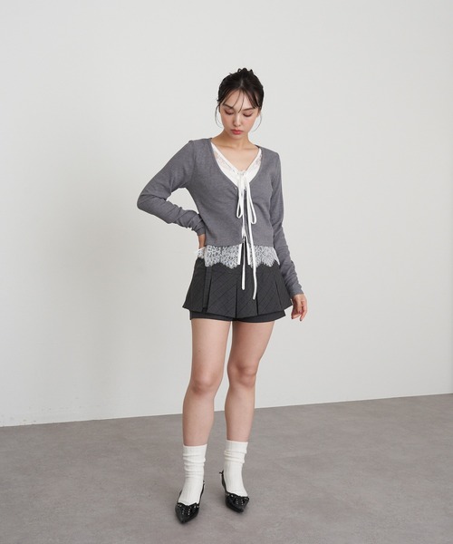 RAY CASSIN（レイカズン）の「レイヤードレースカーディガン（カーディガン/ボレロ・レディース・ベージュ/レッド/ブラック/グレー・FREE）」の18枚目の写真