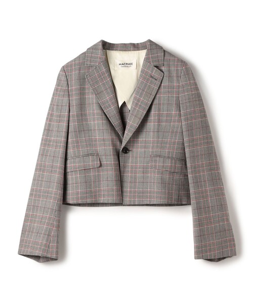 セール】ライトウールチェックシングルブレストジャケット（テーラード