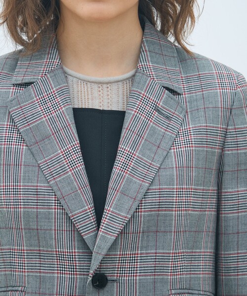 セール】ライトウールチェックシングルブレストジャケット（テーラード