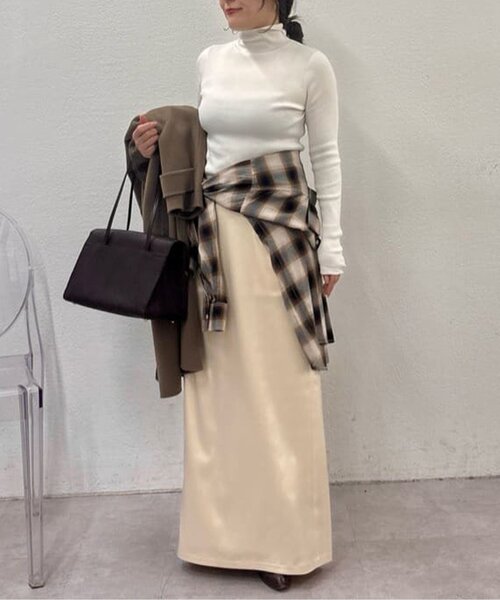 手洗い可能】ストレッチサテンタイトスカート（スカート