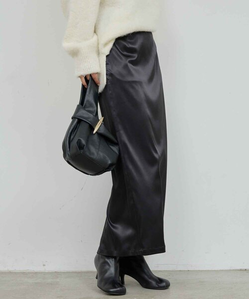 手洗い可能】ストレッチサテンタイトスカート（スカート