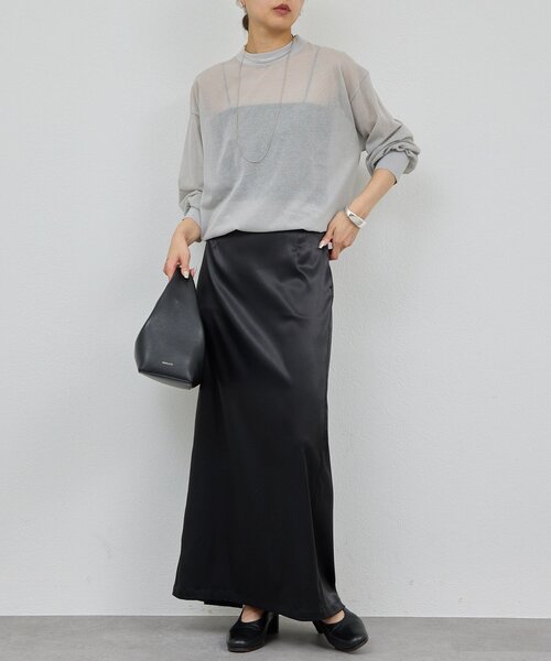手洗い可能】ストレッチサテンタイトスカート（スカート