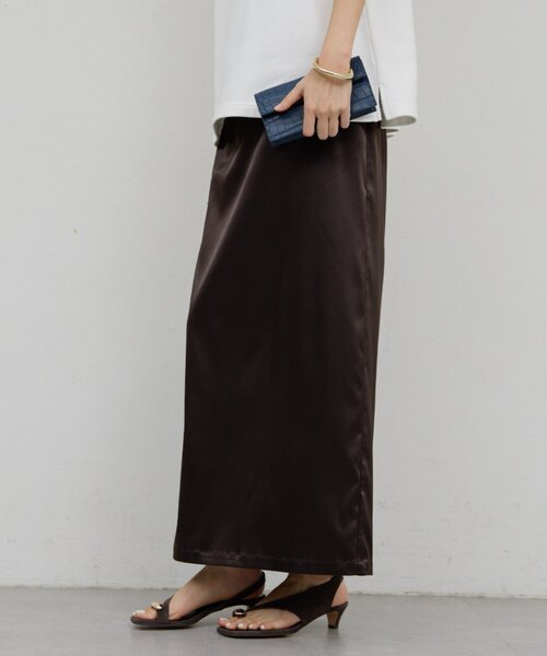 セール】【手洗い可能】ストレッチサテンタイトスカート（スカート