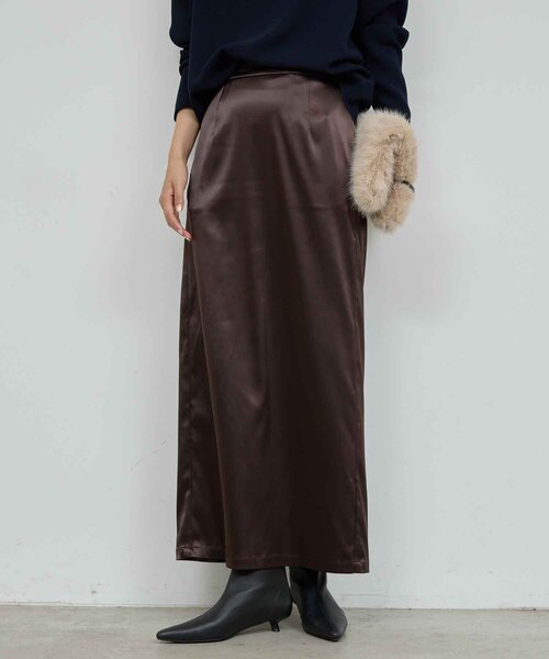 セール】【手洗い可能】ストレッチサテンタイトスカート（スカート