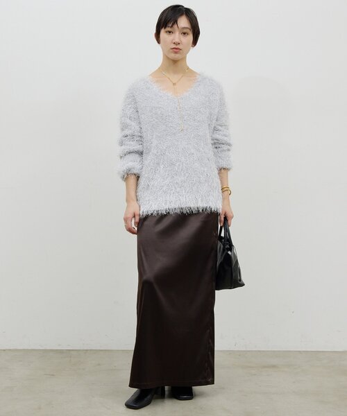 手洗い可能】ストレッチサテンタイトスカート（スカート