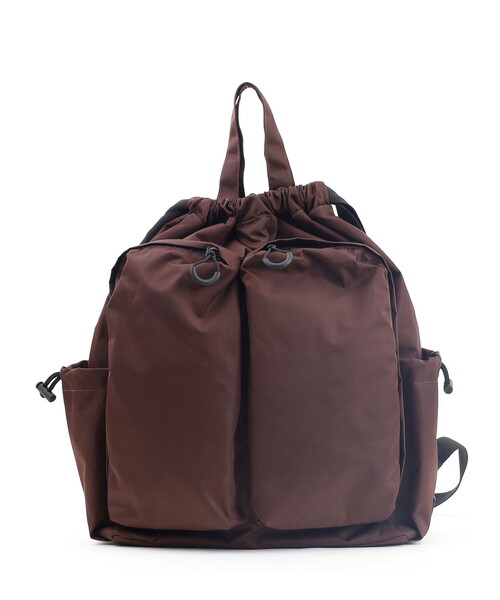 COOCO（クーコ）の「撥水ビッグポケット巾着リュック／Ａ４対応（バックパック/リュック・レディース・ブラック/ブラウン/グレー・FREE）」の11枚目の写真