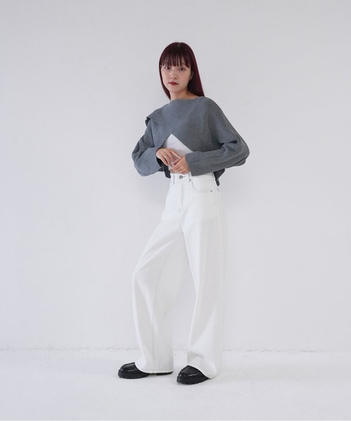 Uenui(ウニュイ)の「【 cunii 】 cross knit(ニット/セーター・レディース・カーキ/グレー/ホワイト/ブラック・FREE)」の10枚目の写真