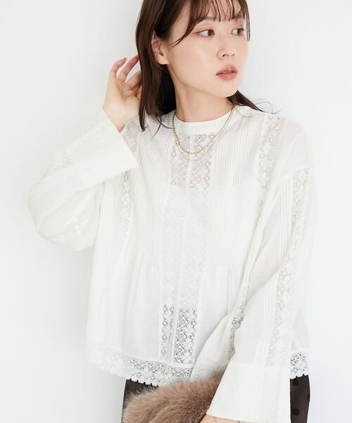le.coeur blanc（ルクールブラン）の「《手洗い可能》Fanaka別注リバーレースブラウス（シャツ/ブラウス・レディース・アイボリー・38）」の3枚目の写真