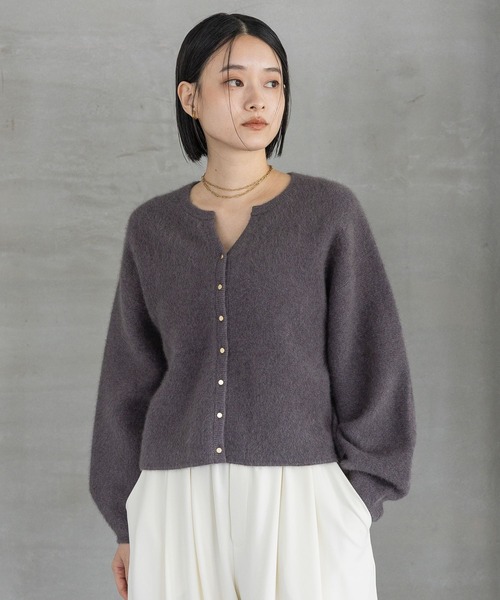 A part by(アパートバイ)の「CNラクーンコンカーディガン(カーディガン/ボレロ・レディース・ライトグリーン/ダークブラウン/ホワイト系その他5/チャコールグレー/ブラウン・FREE)」の9枚目の写真