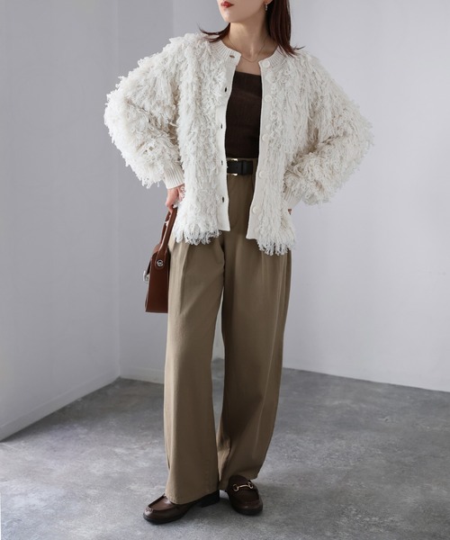 Riberry(リベリー)の「前後2WAYループヤーンニットカーディガン(カーディガン/ボレロ・レディース・ベージュ/ブラック/オフホワイト・FREE)」の13枚目の写真