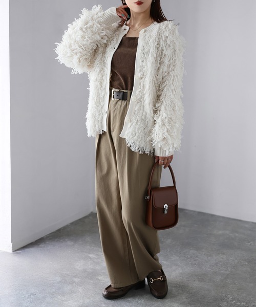 Riberry(リベリー)の「前後2WAYループヤーンニットカーディガン(カーディガン/ボレロ・レディース・ベージュ/ブラック/オフホワイト・FREE)」の6枚目の写真