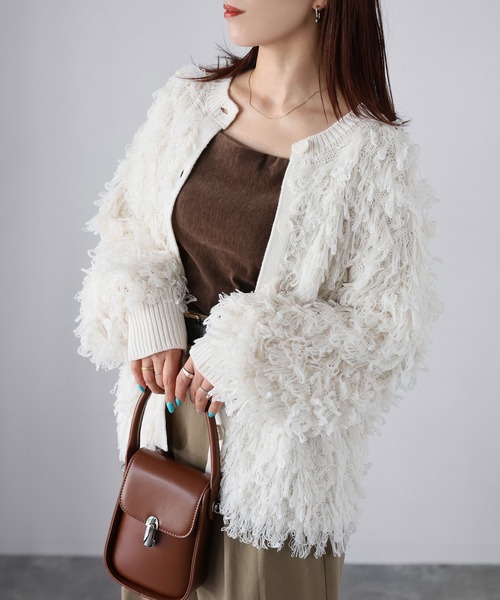 Riberry(リベリー)の「前後2WAYループヤーンニットカーディガン(カーディガン/ボレロ・レディース・ベージュ/ブラック/オフホワイト・FREE)」の14枚目の写真