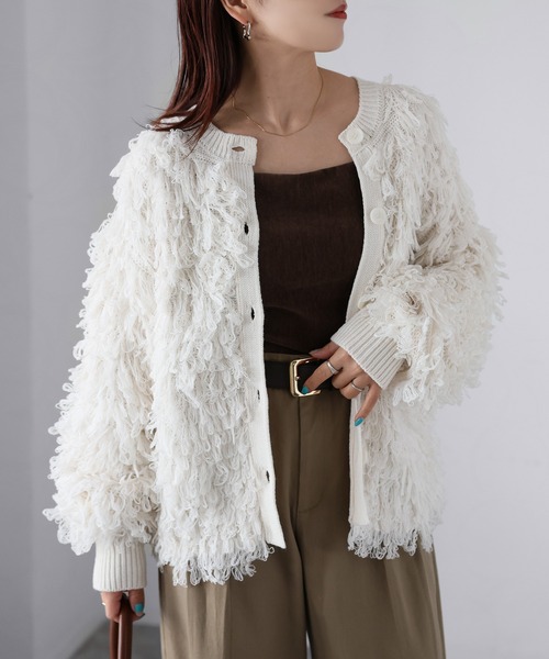 Riberry(リベリー)の「前後2WAYループヤーンニットカーディガン(カーディガン/ボレロ・レディース・ベージュ/ブラック/オフホワイト・FREE)」の15枚目の写真